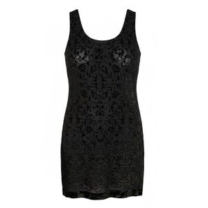 Teri Jon Rickie Freeman Silk Blend Black w/Green Velvet Burnout Women's 16